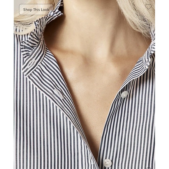 J.CREW Jules ruffle-collar shirt in striped cotton poplin Long Sleeve NWT Size10 - Picture 3 of 7